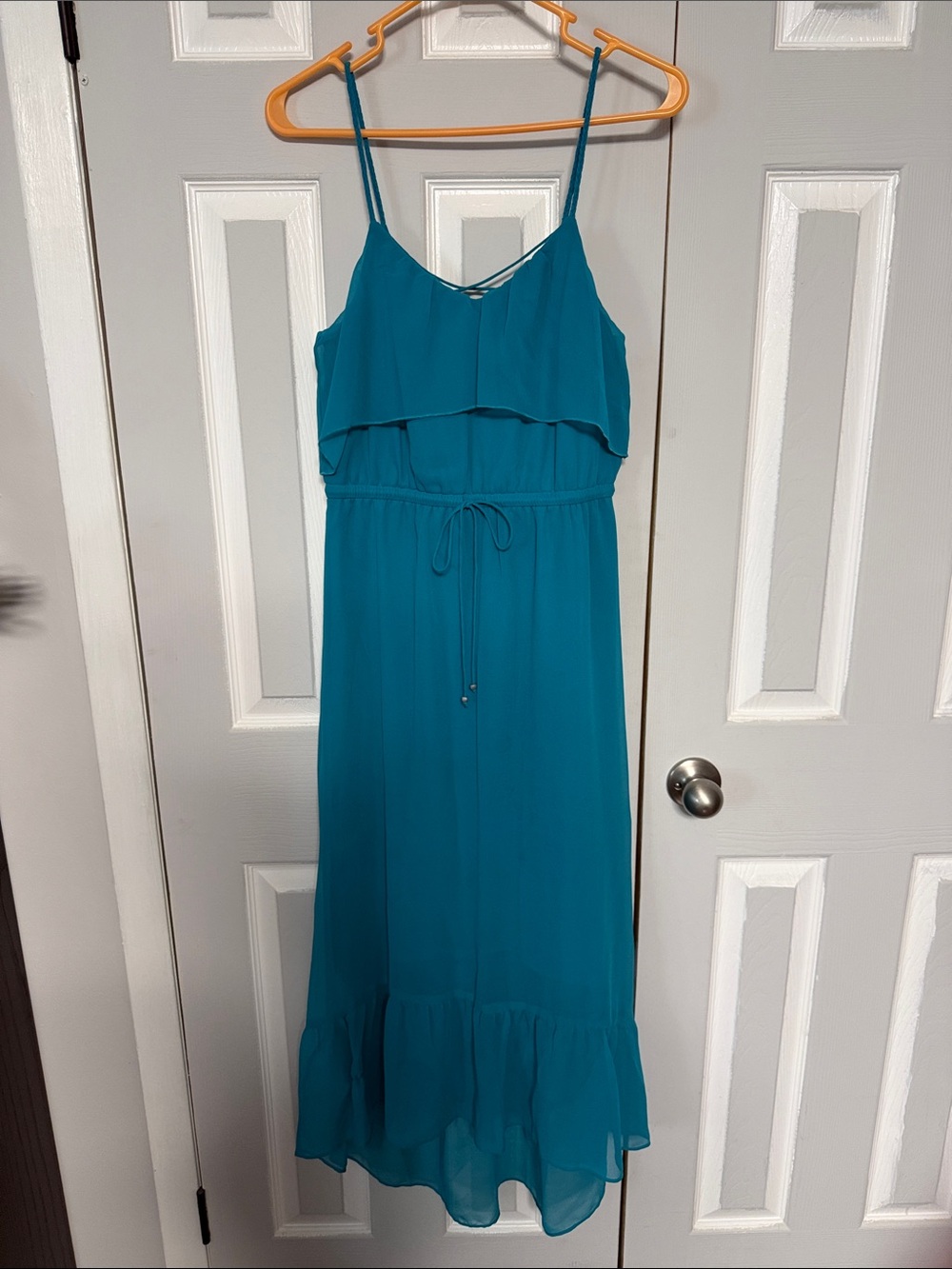 American Eagle Outfitters Teal Spaghetti-Strap Maxi Dress
